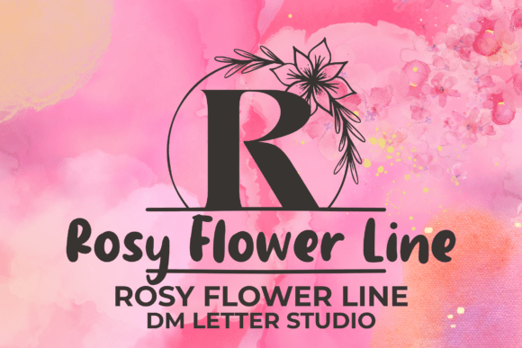 Rosy Flower Line Monogram: A Delicate Floral Typeface for Branding